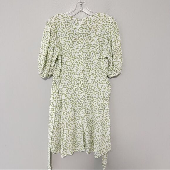 Faithfull the Brand Ilia Floral Print Dress Sz S. Green White - Picture 3 of 8